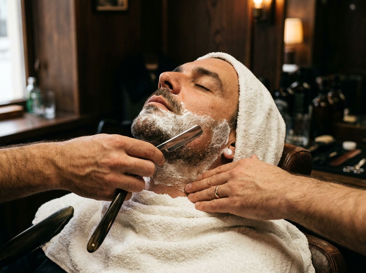 Classic straight razor shave with a hot towel (stand-in photo)
